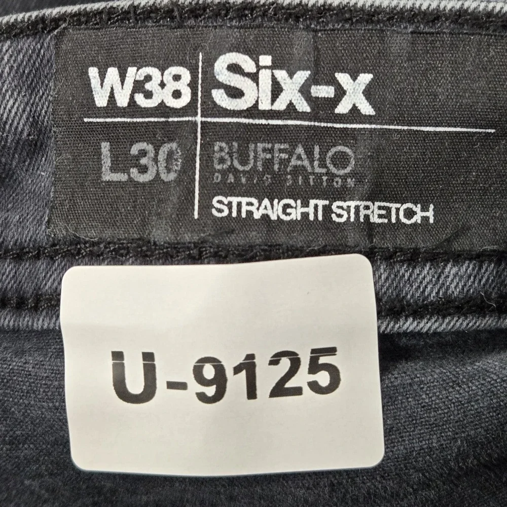 Buffalo David Bitton Men Jeans‎ 38X30 Black Denim Six-X Straight Stretch Logo